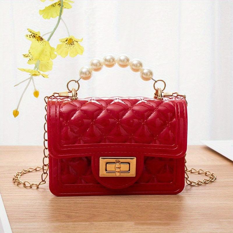 Quilted Jelly Crossbody Bag Flap Shoulder Bag Women's Purse 13cmx5cm
