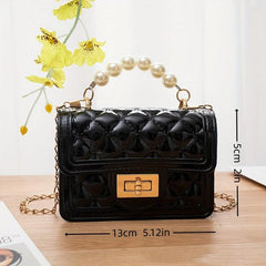 Quilted Jelly Crossbody Bag Flap Shoulder Bag Women's Purse 13cmx5cm