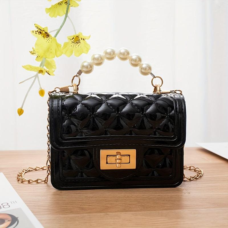 Quilted Jelly Crossbody Bag Flap Shoulder Bag Women's Purse 13cmx5cm