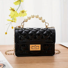 Quilted Jelly Crossbody Bag Flap Shoulder Bag Women's Purse 13cmx5cm