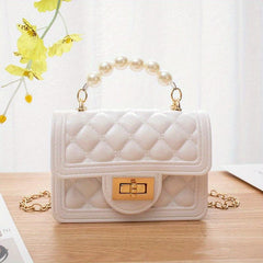 Quilted Jelly Crossbody Bag Flap Shoulder Bag Women's Purse 13cmx5cm