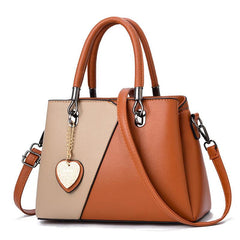 Colorblock Tote Bag All Match Satchel Shoulder Bag With Pendant