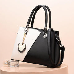 Colorblock Tote Bag All Match Satchel Shoulder Bag With Pendant