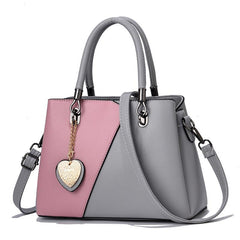 Colorblock Tote Bag All Match Satchel Shoulder Bag With Pendant