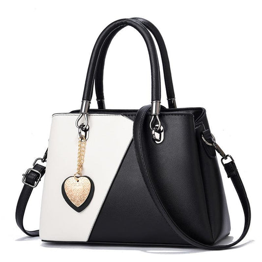 Colorblock Tote Bag All Match Satchel Shoulder Bag With Pendant