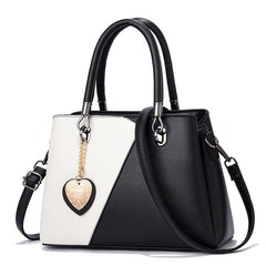 Colorblock Tote Bag All Match Satchel Shoulder Bag With Pendant
