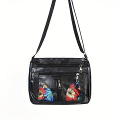 Vintage Hobo Bag Embossed Shoulder Bag Zipper Flower Design Crossbody