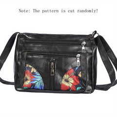 Vintage Hobo Bag Embossed Shoulder Bag Zipper Flower Design Crossbody