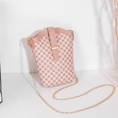 Geometric Pattern Bucket Bag Faux Leather Small Shoulder Bag