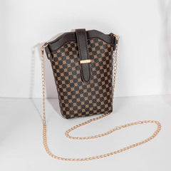 Geometric Pattern Bucket Bag Faux Leather Small Shoulder Bag