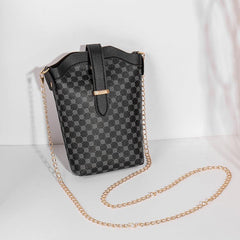 Geometric Pattern Bucket Bag Faux Leather Small Shoulder Bag
