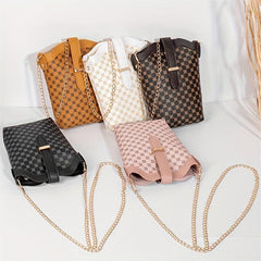 Geometric Pattern Bucket Bag Faux Leather Small Shoulder Bag