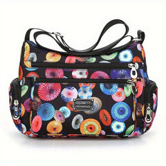 Floral Pattern Crossbody Bag Nylon Shoulder Bag Women's Pocket Purses