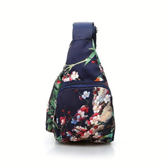 Floral Pattern Crossbody Bag Nylon Shoulder Bag Women's Pocket Purses