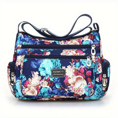 Floral Pattern Crossbody Bag Nylon Shoulder Bag Women's Pocket Purses