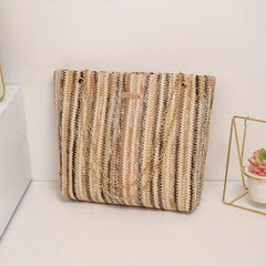 Colorful Straw Shoulder Chain Bag All Match Niche Bag For Work & Travel