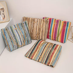 Colorful Straw Shoulder Chain Bag All Match Niche Bag For Work & Travel