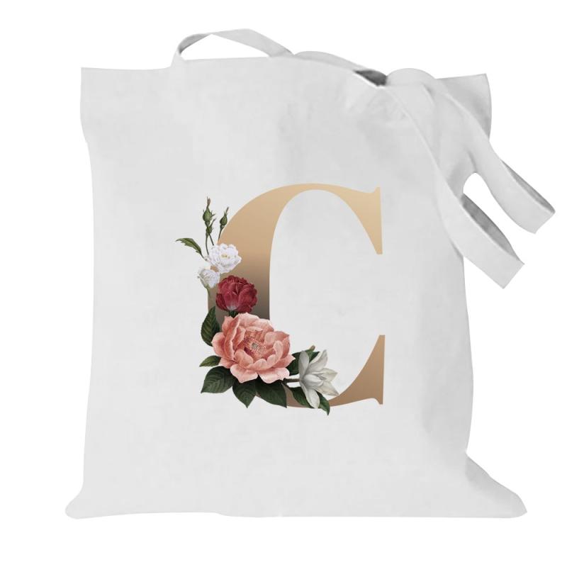 Printed Canvas Shopping Bag Lightweight Shoulder Tote Bag