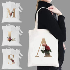 Printed Canvas Shopping Bag Lightweight Shoulder Tote Bag