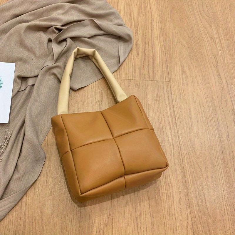 Minimalist Quilted Puffy Satchel Bag - Stylish Handbag For Work