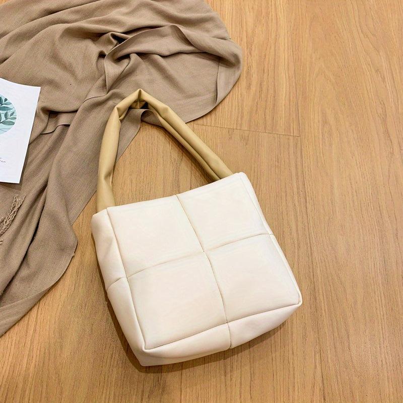 Minimalist Quilted Puffy Satchel Bag - Stylish Handbag For Work
