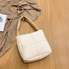 Minimalist Quilted Puffy Satchel Bag - Stylish Handbag For Work