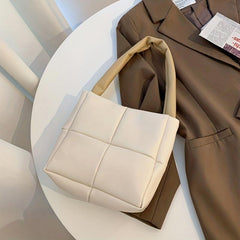 Minimalist Quilted Puffy Satchel Bag - Stylish Handbag For Work