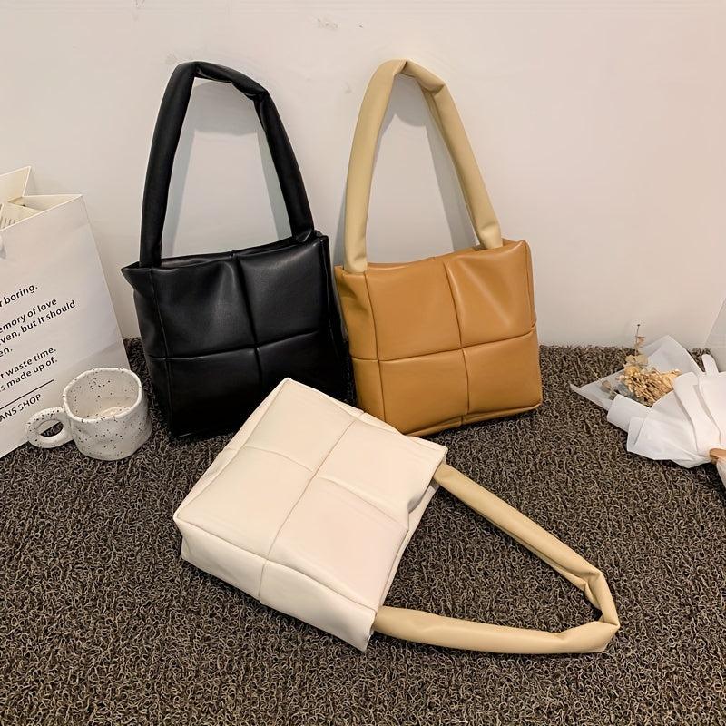 Minimalist Quilted Puffy Satchel Bag - Stylish Handbag For Work