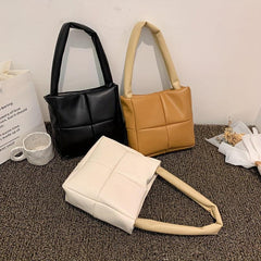 Minimalist Quilted Puffy Satchel Bag - Stylish Handbag For Work
