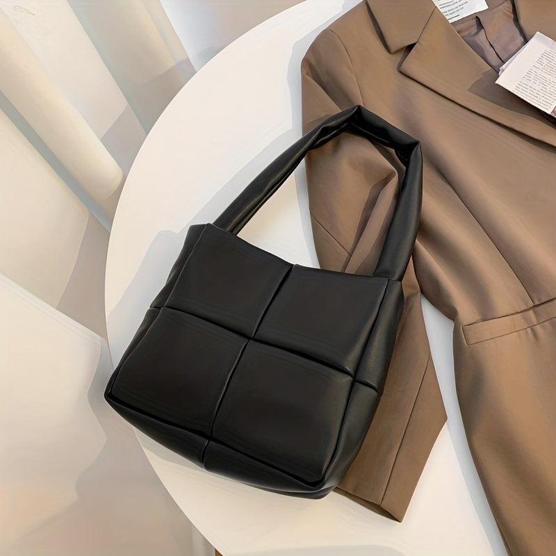 Minimalist Quilted Puffy Satchel Bag - Stylish Handbag For Work