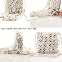 Women's Tassel Crochet Bag Fringed Bohemian Crossbody Bag