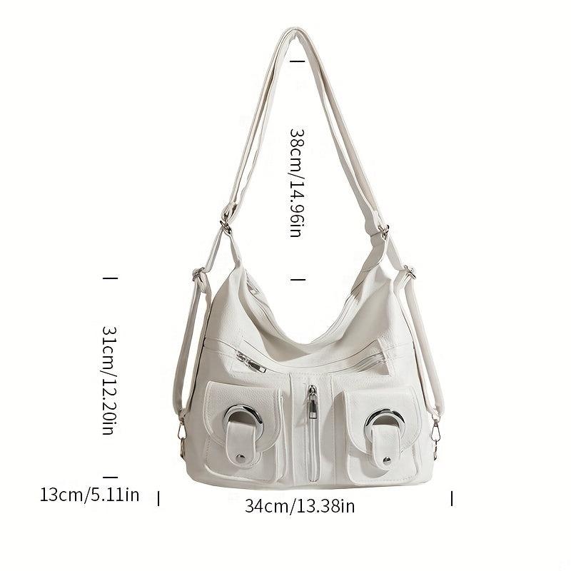 Casual Hobo Shoulder Bag with Front Pockets