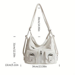 Casual Hobo Shoulder Bag with Front Pockets