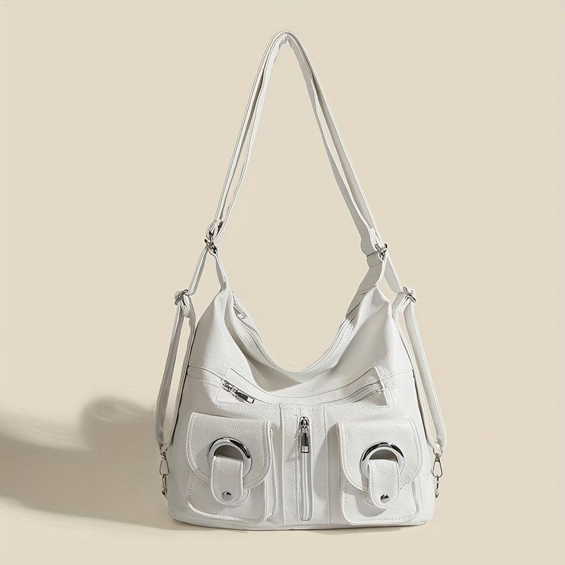 Casual Hobo Shoulder Bag with Front Pockets