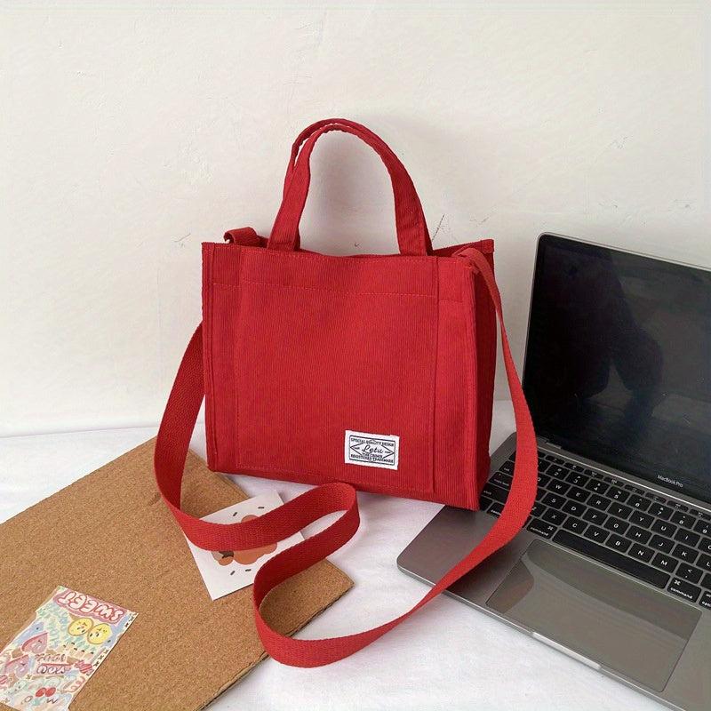 Minimalist Corduroy Square Shoulder Bag All Match Crossbody Bag