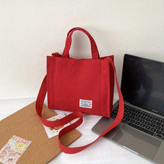 Minimalist Corduroy Square Shoulder Bag All Match Crossbody Bag