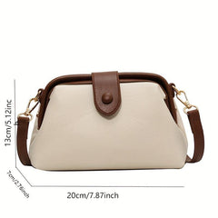 Vintage Crossbody Bag Women Contrast Shoulder Vegan Leather Clip Purse