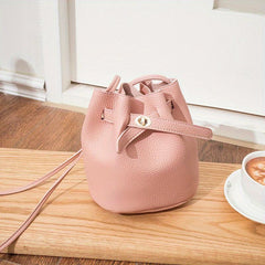 Mini Solid Drawstring Crossbody Bag PU Leather Classic Bag