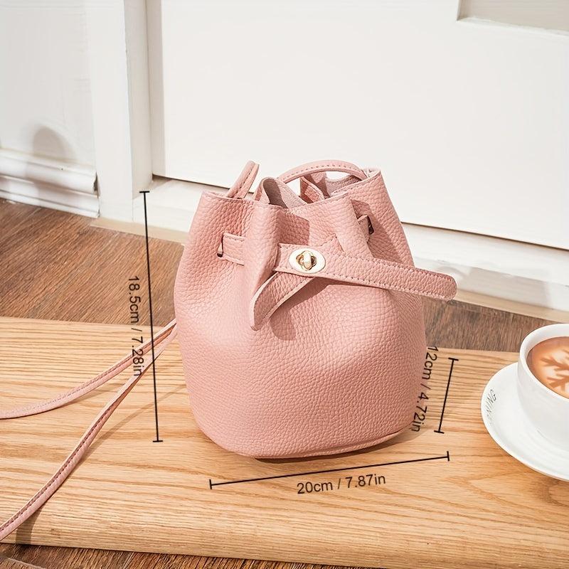 Mini Solid Drawstring Crossbody Bag PU Leather Classic Bag