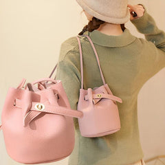 Mini Solid Drawstring Crossbody Bag PU Leather Classic Bag