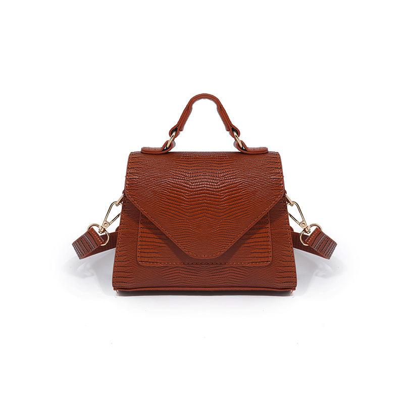 Minimalist Snakeskin Embossed Flap Satchel Bag for Women