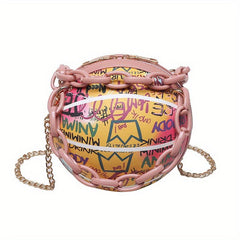 Stylish Graffiti Basketball Shoulder Bag Minimalist Chain Coin Purse
