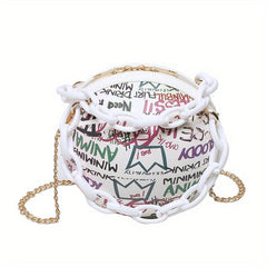 Stylish Graffiti Basketball Shoulder Bag Minimalist Chain Coin Purse