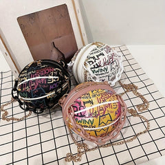Stylish Graffiti Basketball Shoulder Bag Minimalist Chain Coin Purse
