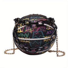 Stylish Graffiti Basketball Shoulder Bag Minimalist Chain Coin Purse