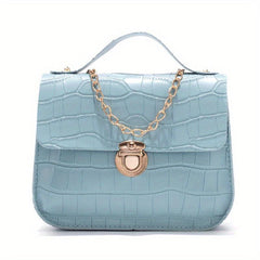 Crocodile Print Flap Shoulder Bag Metal Chain Crossbody Bag