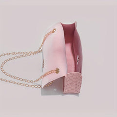 Crocodile Print Flap Shoulder Bag Metal Chain Crossbody Bag