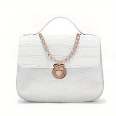 Crocodile Print Flap Shoulder Bag Metal Chain Crossbody Bag