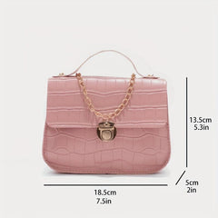 Crocodile Print Flap Shoulder Bag Metal Chain Crossbody Bag