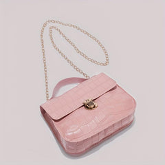 Crocodile Print Flap Shoulder Bag Metal Chain Crossbody Bag